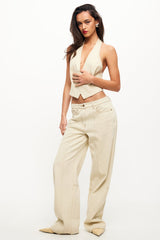 LIONESS Je Suis Halter Top Ecru