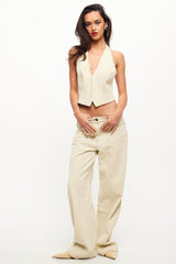 LIONESS Je Suis Halter Top Ecru