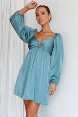 Tansy Long Sleeve Babydoll Dress Teal