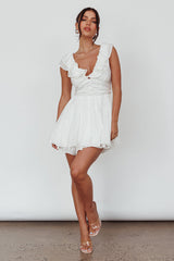 Glory Days Ruffle Shoulder Romper Off White