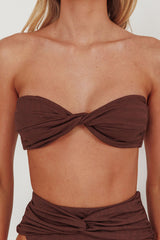 Monique Twist Bandeau Bikini Top Chocolate Texture