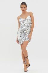Moon Dust Sequin Mini Dress Silver