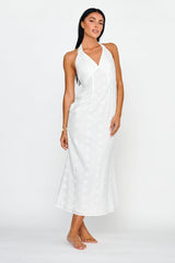 Lavara Halterneck Midi Dress White