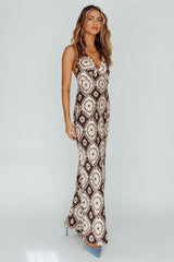 Lavara Halterneck Midi Dress Floral Chocolate