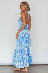 Bondi Keyhole Bust Maxi Dress Floral Blue