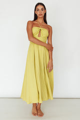 Maravilhosa Keyhole Halter Midi Dress Lime