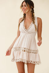 Chloye Sleeveless Lace-Up Back Dress Nude