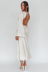 Doting Bell Sleeve Cut-Out Midi Dress Champagne