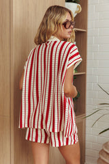 Influence Short Sleeve Knit Shirt Striped Red