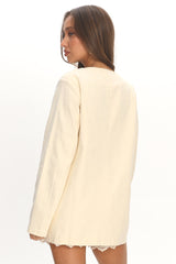 Vikki Round Neck Structured Top Butter
