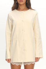 Vikki Round Neck Structured Top Butter