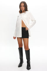 Vikki Round Neck Structured Top Cream