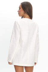 Vikki Round Neck Structured Top Cream