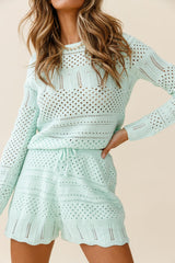 Lazy Daze Crochet Knit Shorts Mint