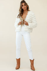 Montana Shaggy Faux Fur Jacket White