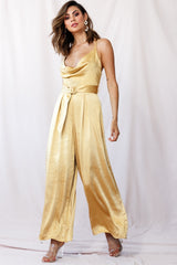 Mali Wide Leg Belted Jumpsuit Mustard
