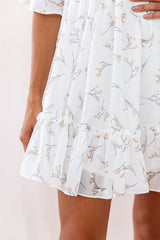 Flissy Angel Sleeve Cut-Out Babydoll Dress White