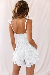Innocence Lace Ruffle Strap Romper White
