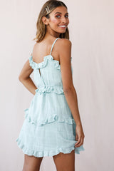 Maria Frill Trim Spaghetti Strap Dress Sage