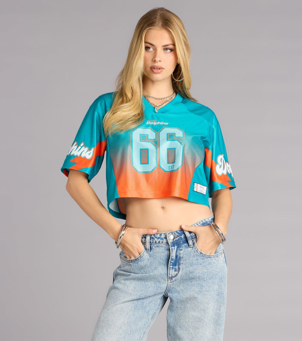 Ultra Game NFL Miami Dolphins Mesh Crop Top