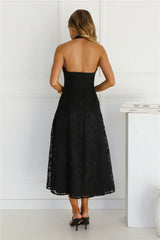 Disco Daze Halter Midi Dress Black