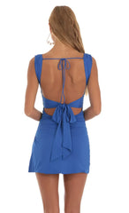 Bodycon Side Slit Dress in Blue
