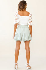 Robyn Flounce Mini Skirt Pistachio