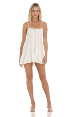 Front Tie Babydoll Dress in White