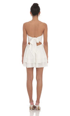 Strapless Asymmetrical Dress in White