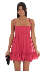 Chiffon Baby Doll Dress in Magenta