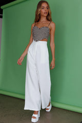 Starke High Waist Wide Leg Pants White