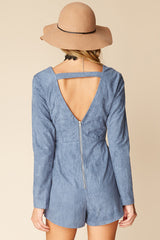 Lizzie Faux Suede Romper Blue