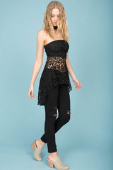 Felicity Crochet Choke Collar Top Black