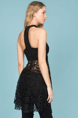 Felicity Crochet Choke Collar Top Black