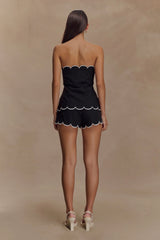 Judith Strapless Scallop Top - Black