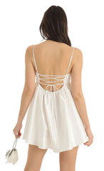 Floral Jacquard Baby Doll Dress in White