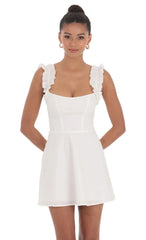 Ruffle Strap A-line Dress in White