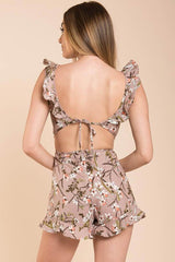 Cordelia Ruffled Romper Mocha