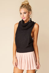 Jenny Sleeveless Cowlneck Black
