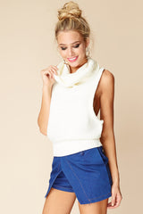 Jenny Sleeveless Cowlneck White