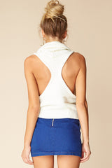 Jenny Sleeveless Cowlneck White