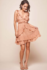 Mary Ruffle Strap Tie Back Dress Rose