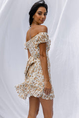 Linka Off-Shoulder Tie Back Dress Animal Print Sage