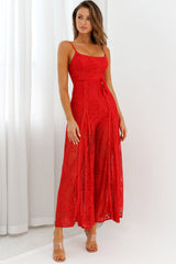 Palm Springs Lace Jumpsuit Red