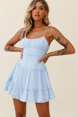 Stolen Moments Cami Strap Ruffle Dress Steel Blue
