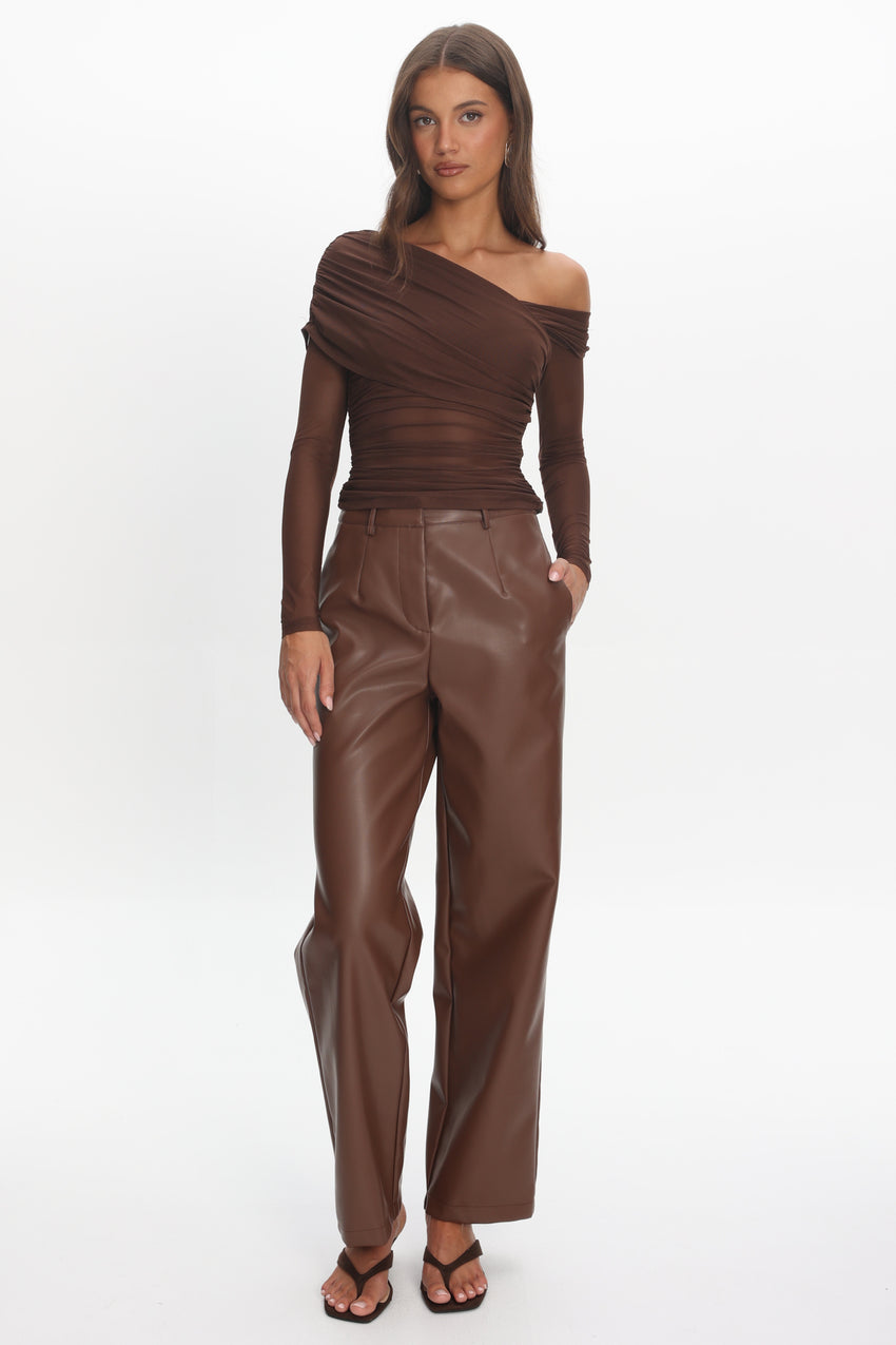 Fair Play Faux Leather Pants Coffee