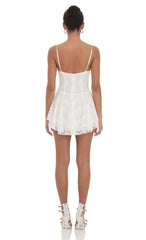 Lace Floral A-Line Dress in White