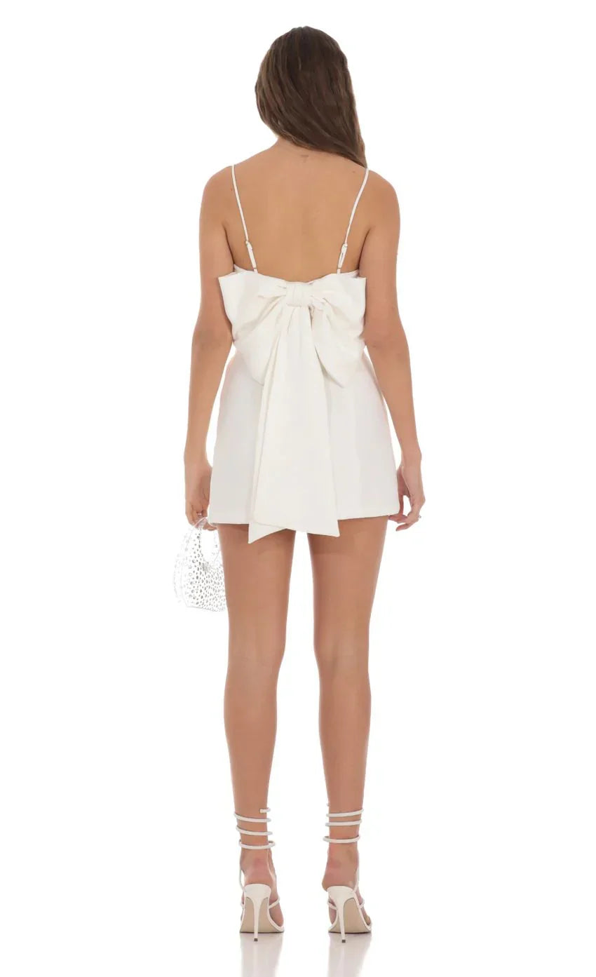 Back Bow Dress in White