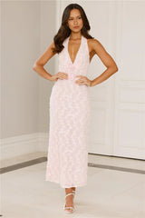 Manhattan Mornings Halter Maxi Dress Pink