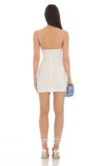 Lace Cowl Neck Bodycon Dress in White